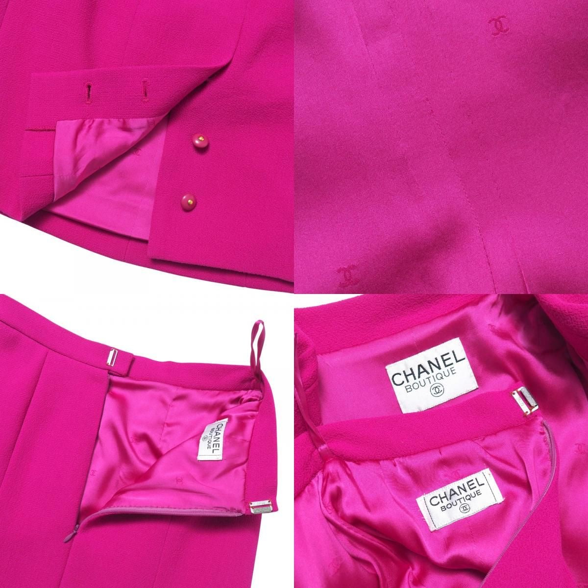 Vintage CHANEL Skirt Suit Setup Long Jacket & Tight Skirt Coco Mark