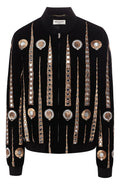 Rare Saint Laurent Velvet Crystal Jewelry Bijou Bomber Jacket Blouson 46