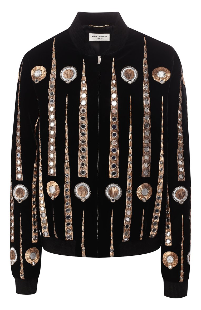 Rare Saint Laurent Velvet Crystal Jewelry Bijou Bomber Jacket Blouson 46