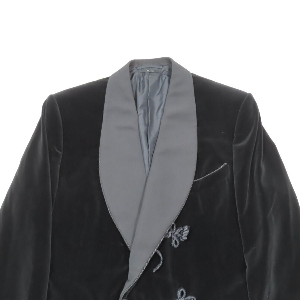 Tom Ford Velvet Velour Smoking Jacket China Button Shawl Collar Black 56L