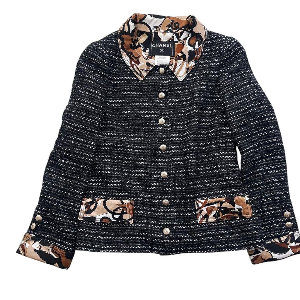 CHANEL All-Over Pattern CC Button Jacket Setup suit skirt