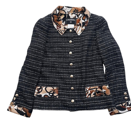 CHANEL All-Over Pattern CC Button Jacket Setup suit skirt