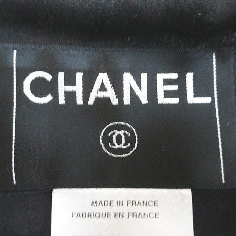 CHANEL Tweed Jacket CC Mark Silk Wool Purple Size 34 Made in France