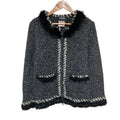 CHANEL Tweed Knit Zip-Up Jacket Black Size 36