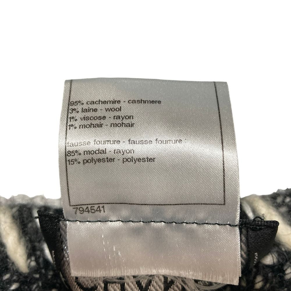 CHANEL Tweed Knit Zip-Up Jacket Black Size 36