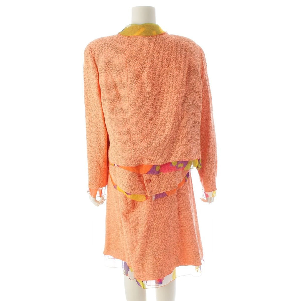 CHANEL 00T Nylon Wool Tweed CC Mark 3-Piece Ensemble Setup Orange Size 46