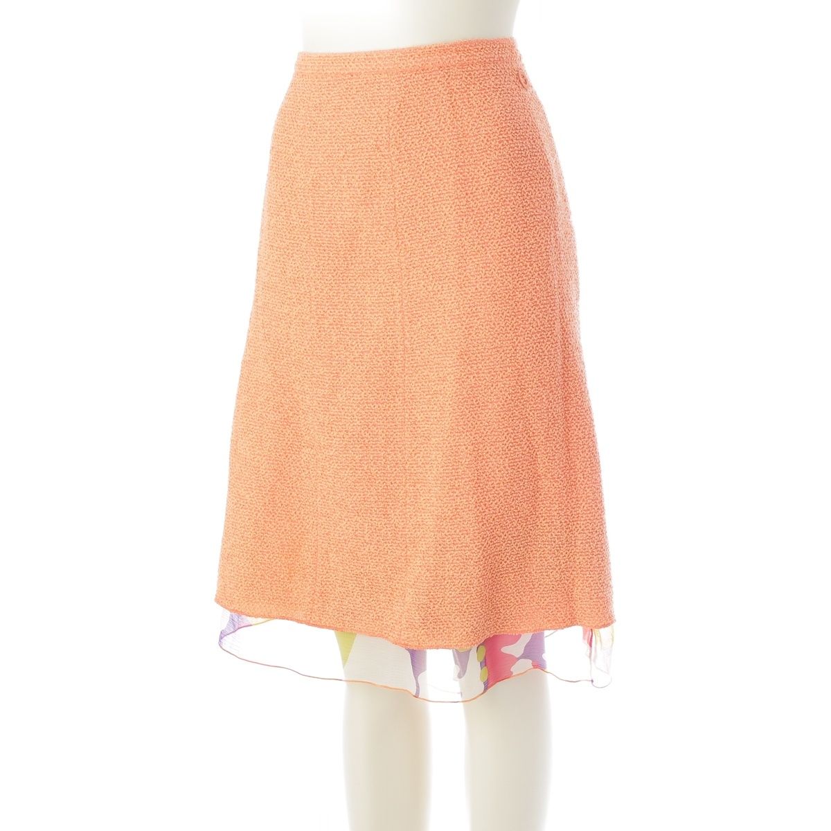 CHANEL 00T Nylon Wool Tweed CC Mark 3-Piece Ensemble Setup Orange Size 46