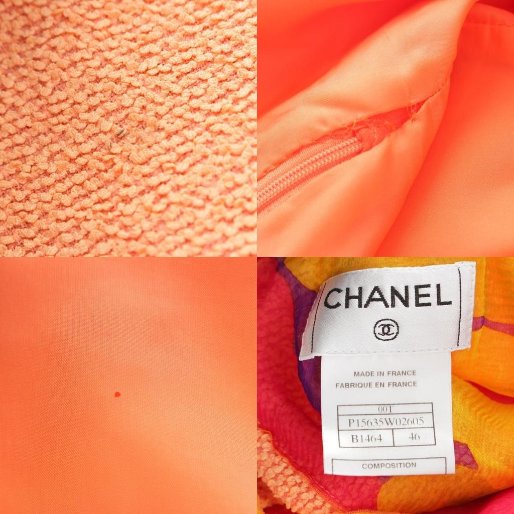 CHANEL 00T Nylon Wool Tweed CC Mark 3-Piece Ensemble Setup Orange Size 46