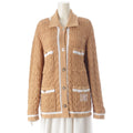 CHANEL 2024 Rhinestone CC Mark Jacket Cardigan Beige White Size 36