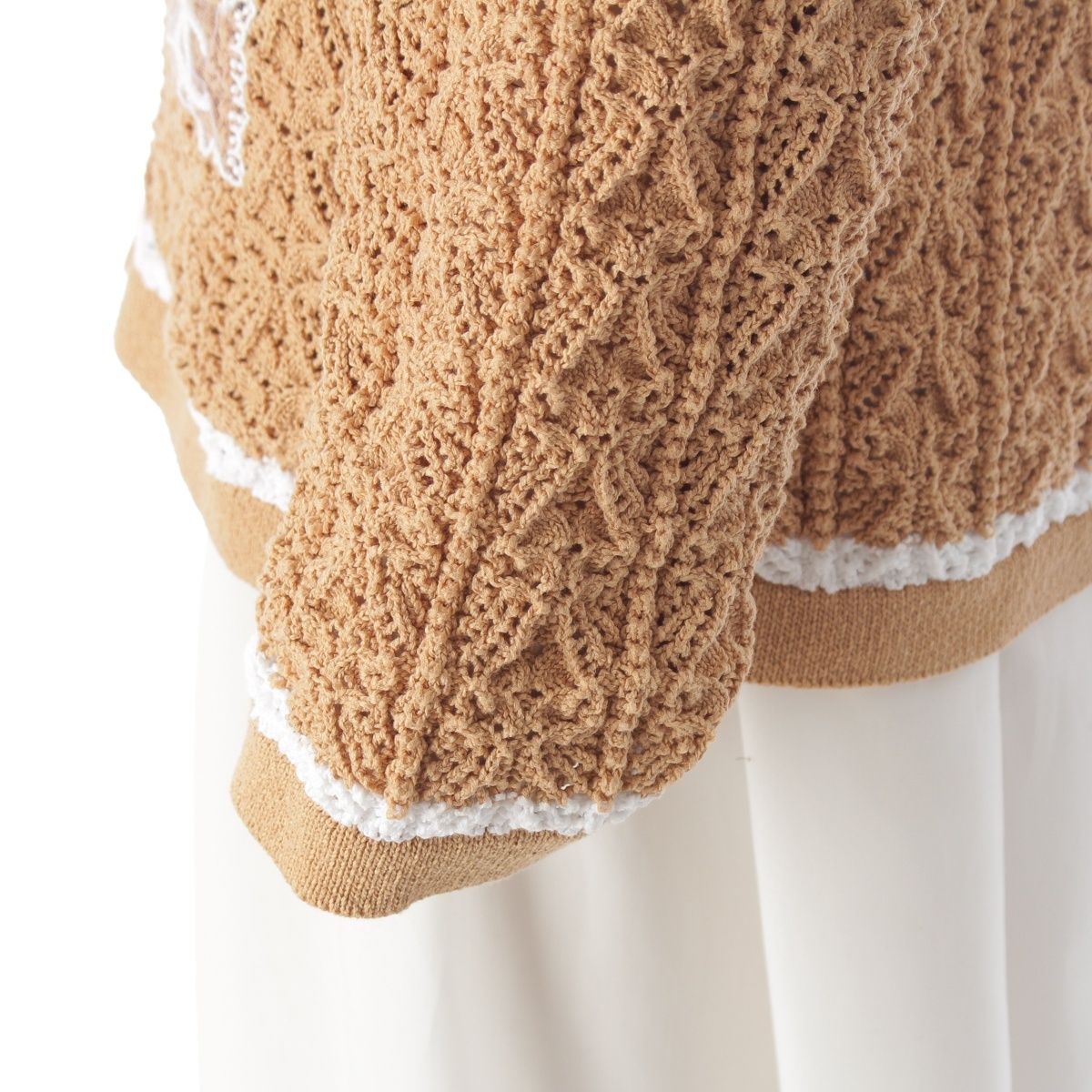 CHANEL 2024 Rhinestone CC Mark Jacket Cardigan Beige White Size 36