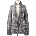CHANEL Chain Bijou Cashmere Knit Jacket & Skirt Setup Size 36 Grey P42