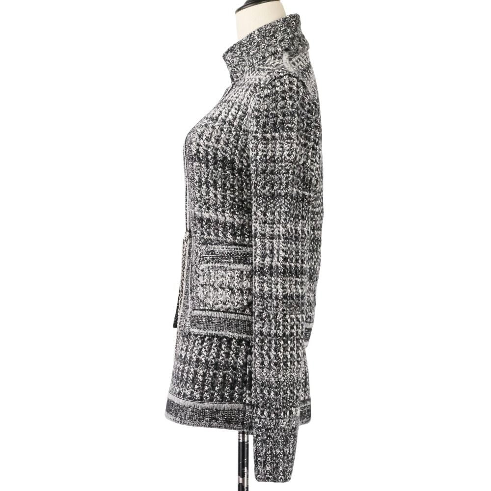 CHANEL Chain Bijou Cashmere Knit Jacket & Skirt Setup Size 36 Grey P42