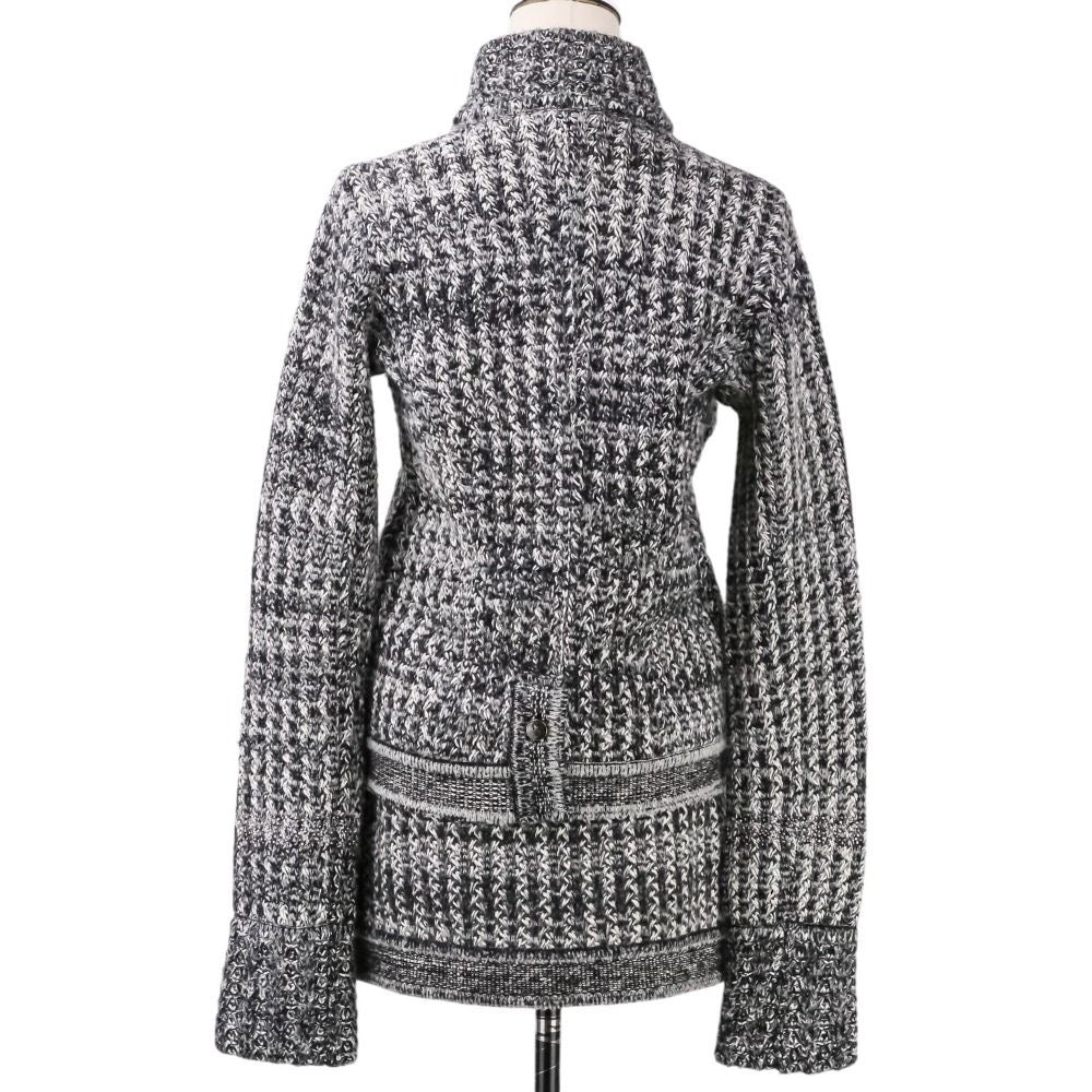CHANEL Chain Bijou Cashmere Knit Jacket & Skirt Setup Size 36 Grey P42