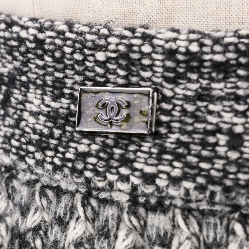 CHANEL Chain Bijou Cashmere Knit Jacket & Skirt Setup Size 36 Grey P42