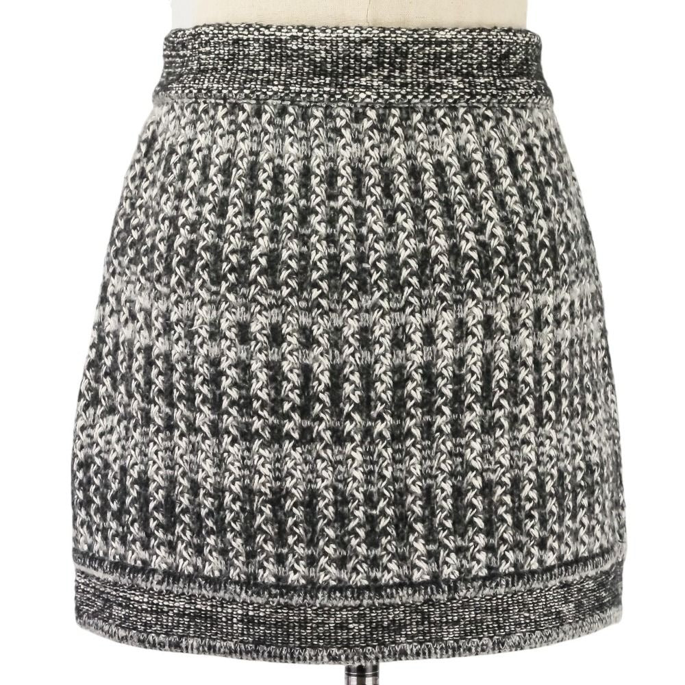 CHANEL Chain Bijou Cashmere Knit Jacket & Skirt Setup Size 36 Grey P42