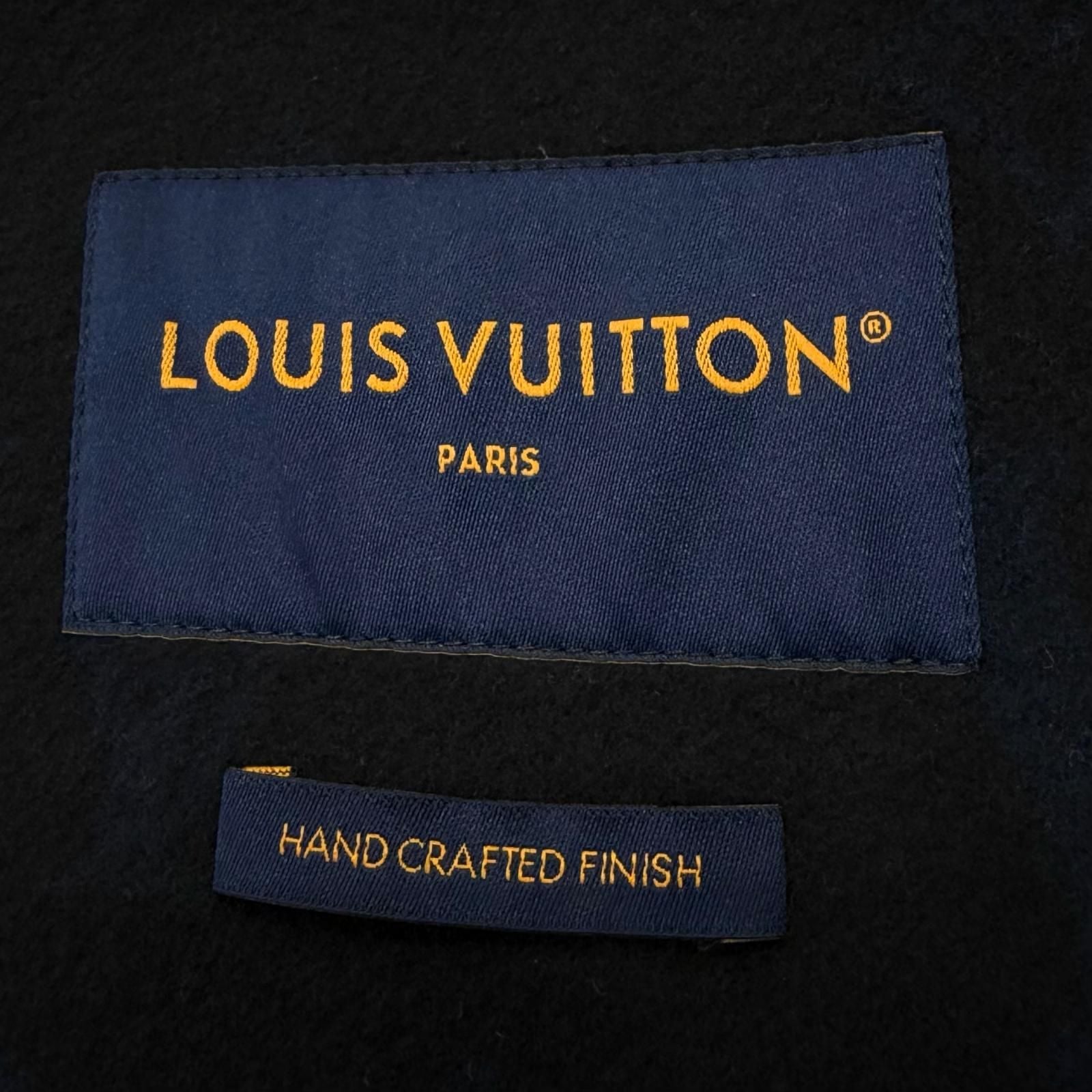 LOUIS VUITTON 24SS Monogram Giant Hooded Muffler Wool Silk Chester Coat Navy Size 46