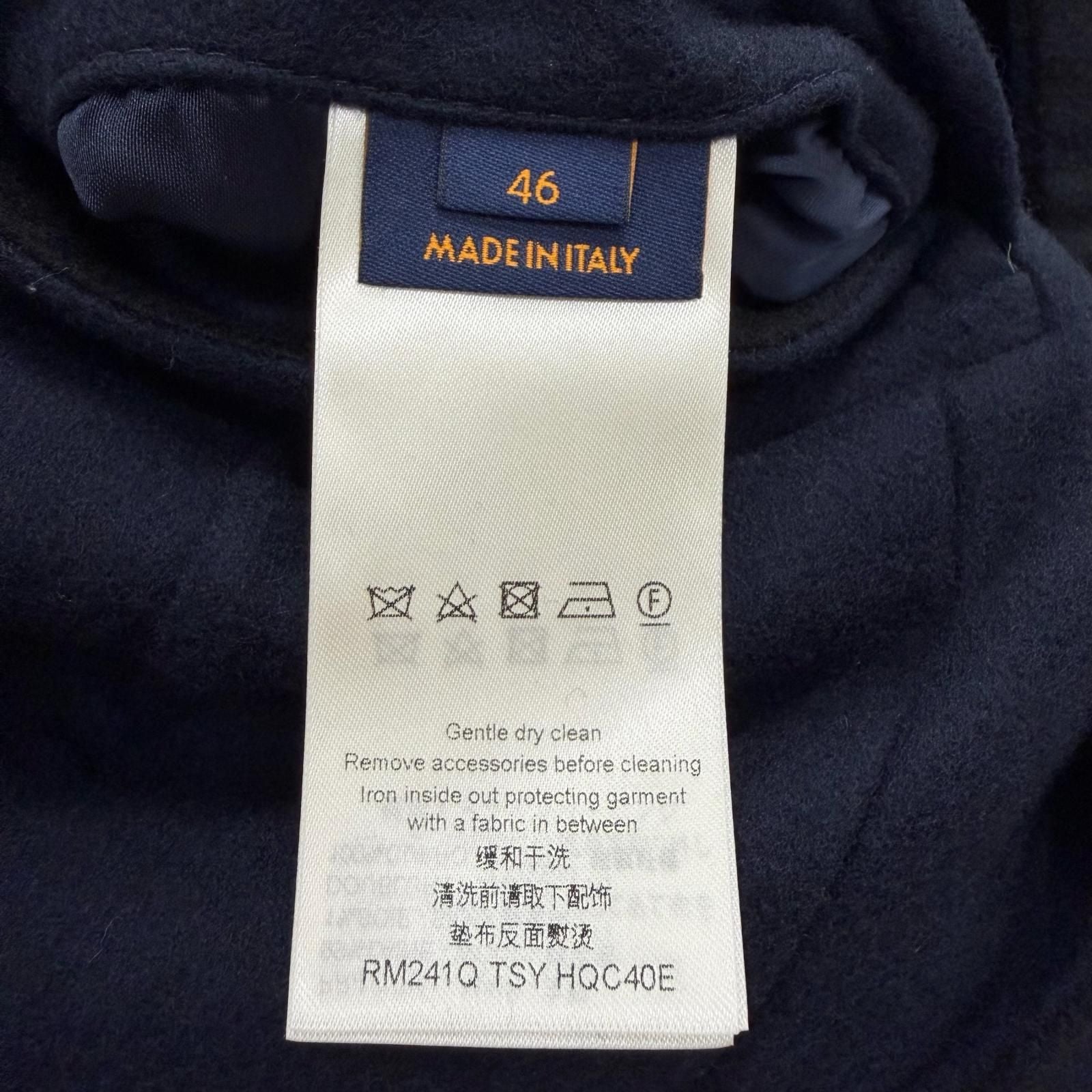 LOUIS VUITTON 24SS Monogram Giant Hooded Muffler Wool Silk Chester Coat Navy Size 46