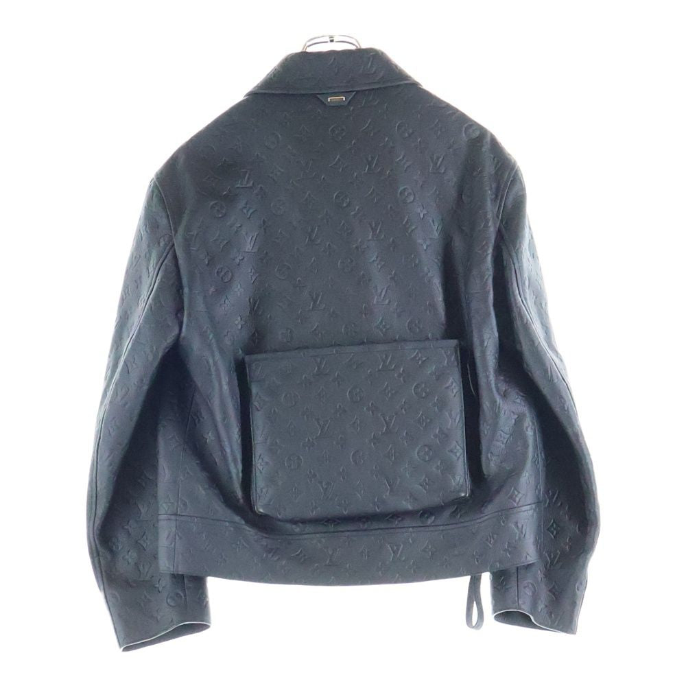 LOUIS VUITTON 23SS Monogram Embossed Utility Leather Jacket Size 46