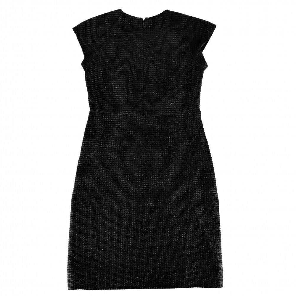 CHANEL Tweed Sleeveless CC Button Dress Black Size 36