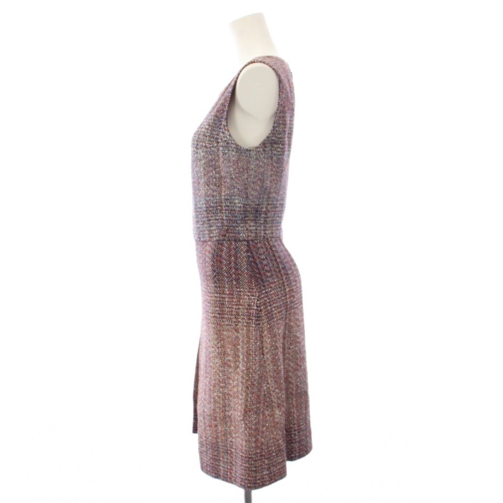 CHANEL Vintage Tweed Sleeveless CC Button Dress Black Size 36
