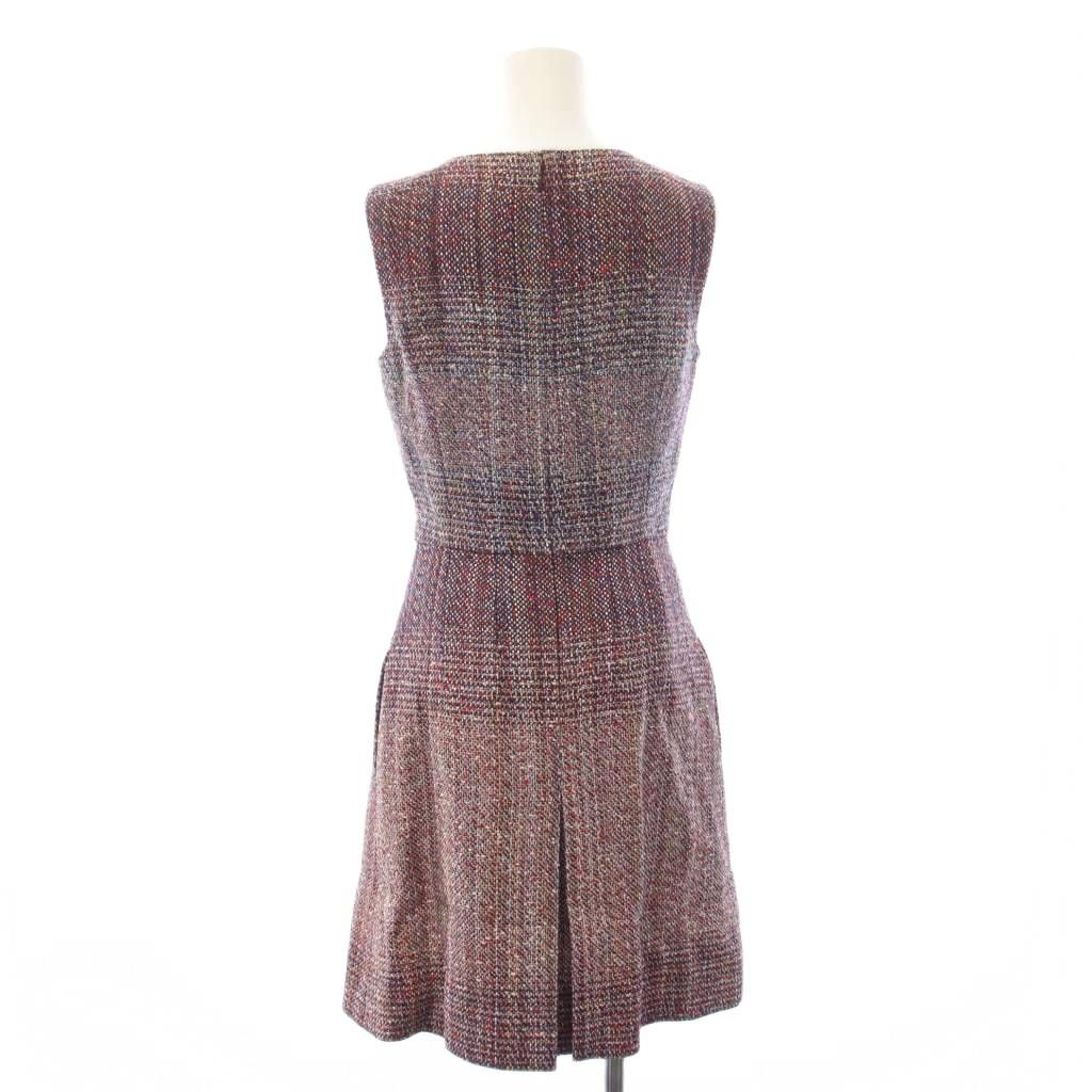 CHANEL Vintage Tweed Sleeveless CC Button Dress Black Size 36