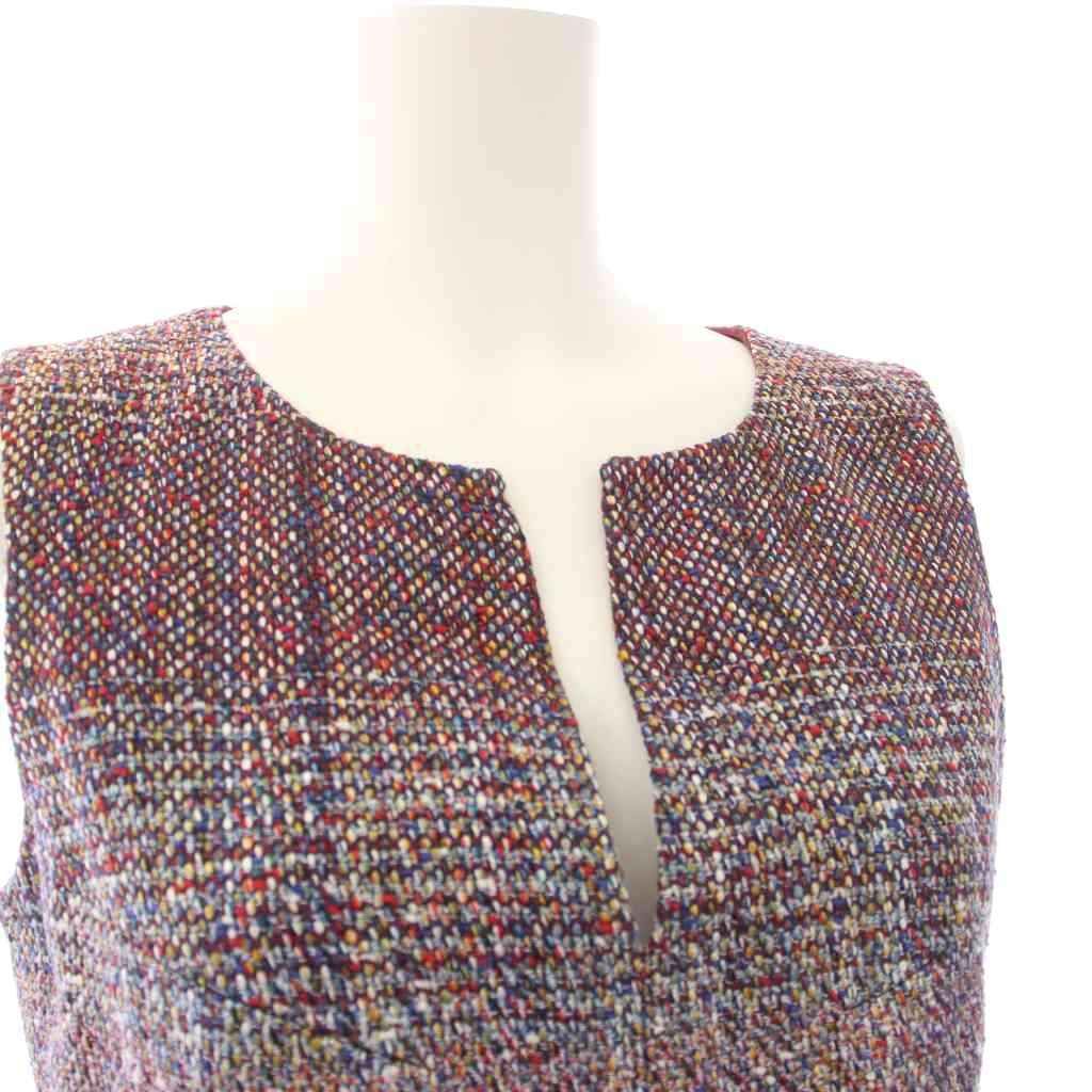 CHANEL Vintage Tweed Sleeveless CC Button Dress Black Size 36