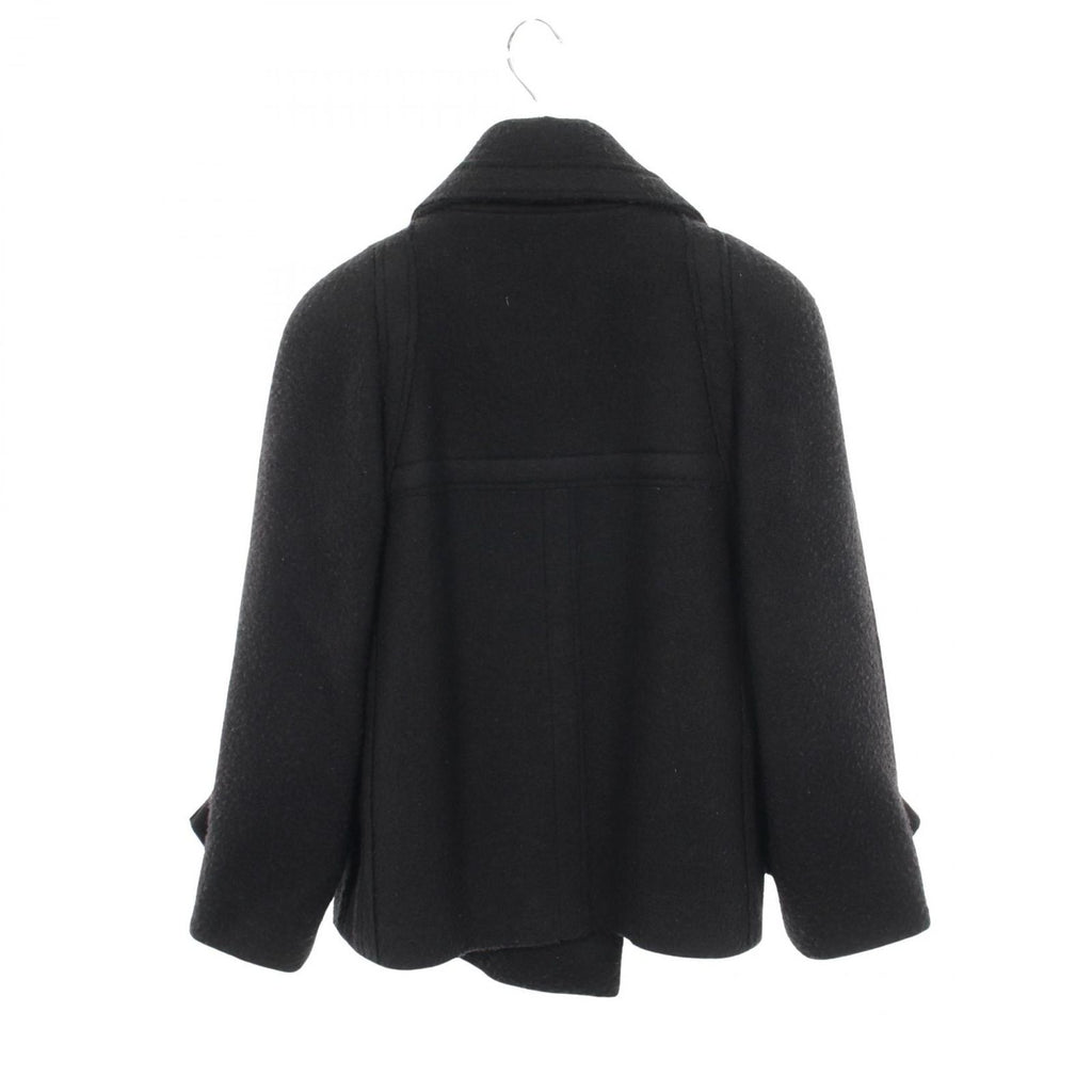 CHANEL CC Logo Button Wool Cashmere Pea Coat Black Size 34