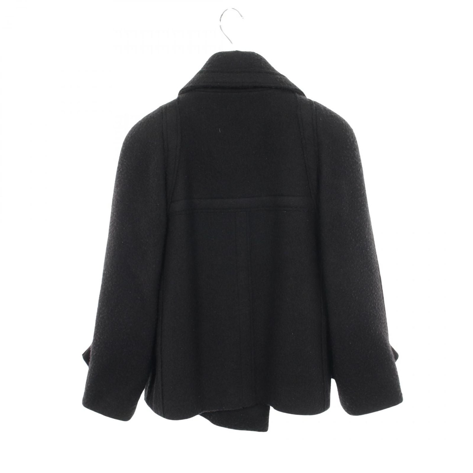 CHANEL CC Logo Button Wool Cashmere Pea Coat Black Size 34