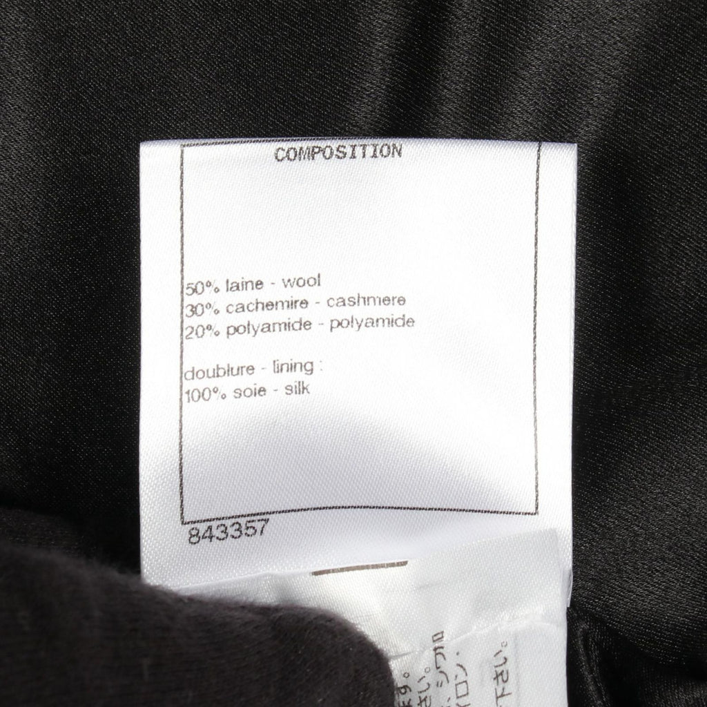 CHANEL CC Logo Button Wool Cashmere Pea Coat Black Size 34