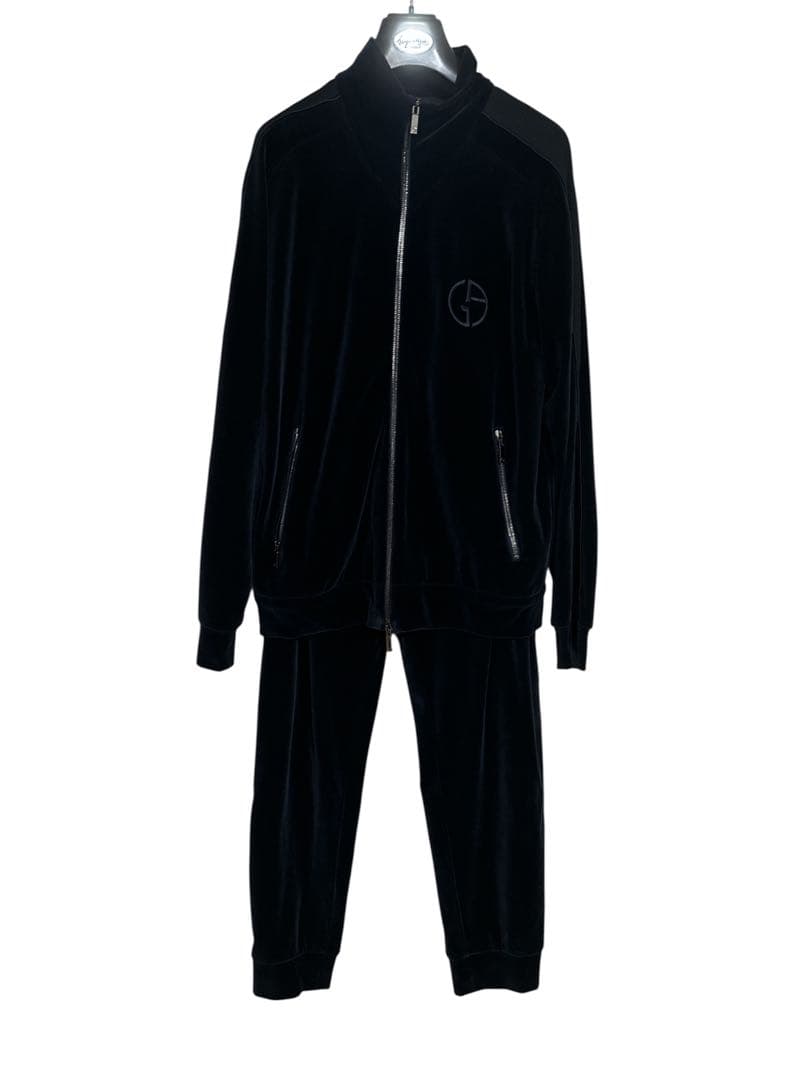 Recent Giorgio Armani Track Set Up Suit Velvet Velour Sweat Jacket 46 Navy Men
