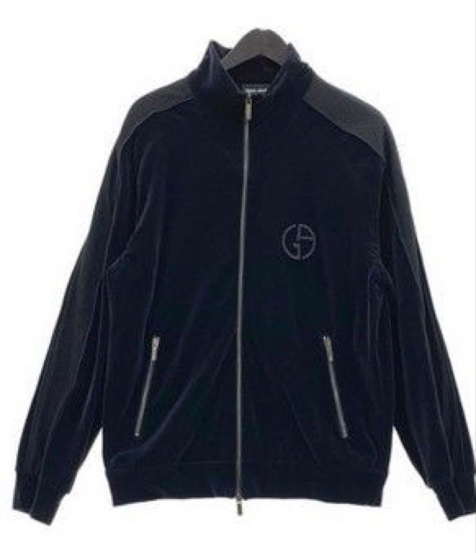 Recent Giorgio Armani Track Set Up Suit Velvet Velour Sweat Jacket 46 Navy Men