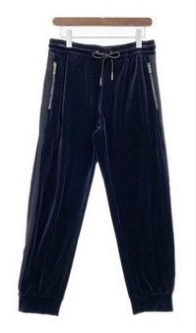 Recent Giorgio Armani Track Set Up Suit Velvet Velour Sweat Jacket 46 Navy Men