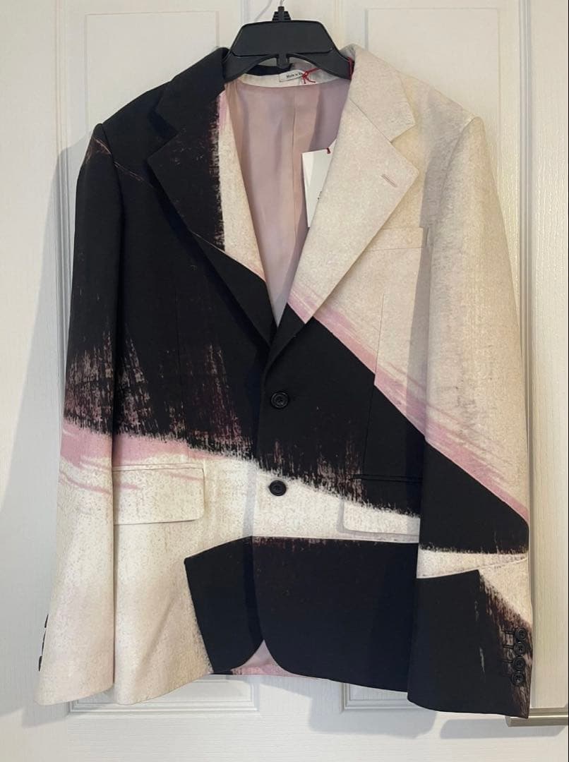 新品 23SS Alexander McQueen グラフィック ペイント ジャケット ブレザー 46 マルチ メンズ