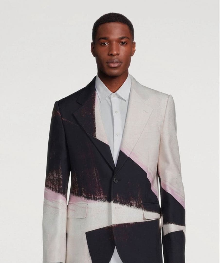 新品 23SS Alexander McQueen グラフィック ペイント ジャケット ブレザー 46 マルチ メンズ
