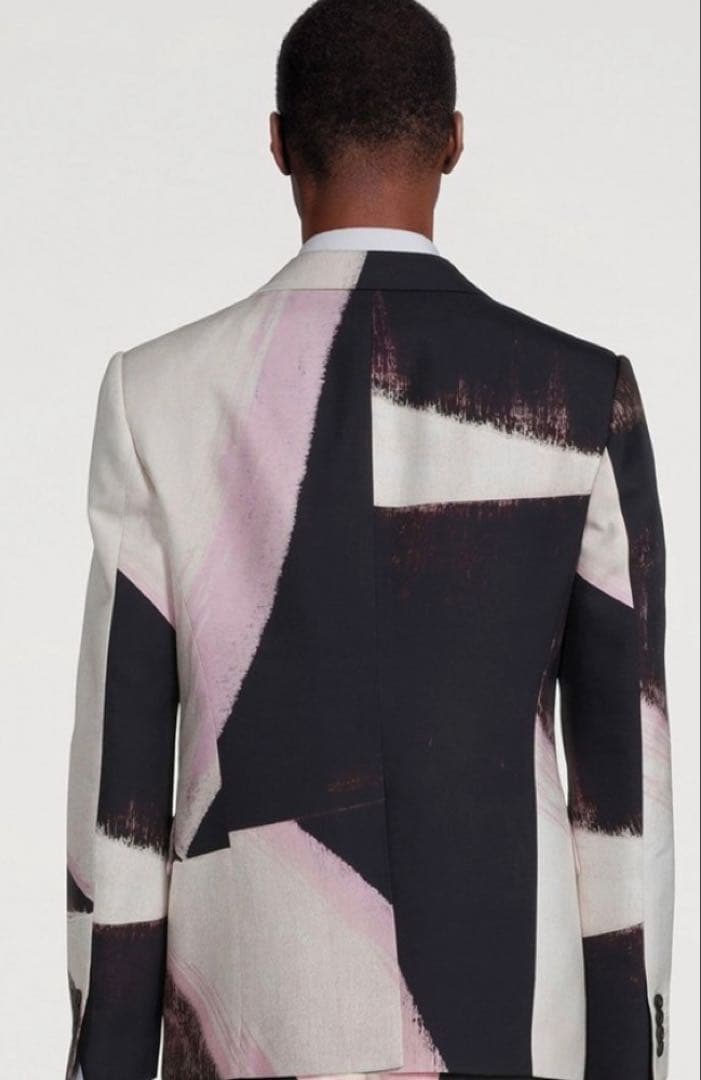 新品 23SS Alexander McQueen グラフィック ペイント ジャケット ブレザー 46 マルチ メンズ