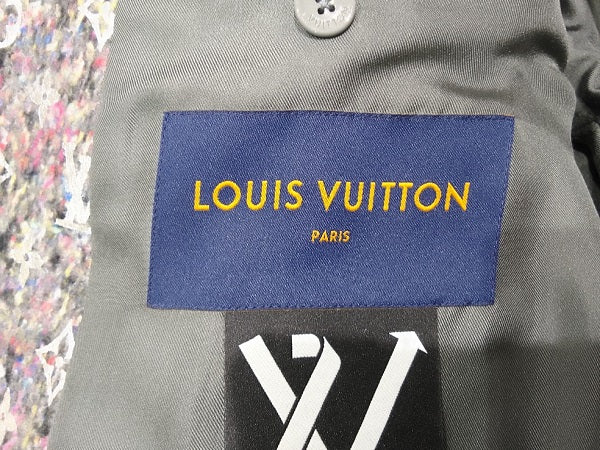 LOUIS VUITTON Virgil Abloh Silver Monogram Felt SB Coat Grey Size 48 (L)