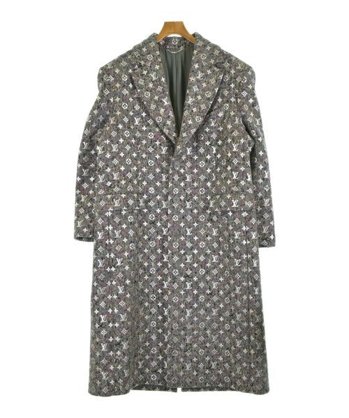 LOUIS VUITTON Virgil Abloh Silver Monogram Felt SB Coat Grey Size 48 (L)