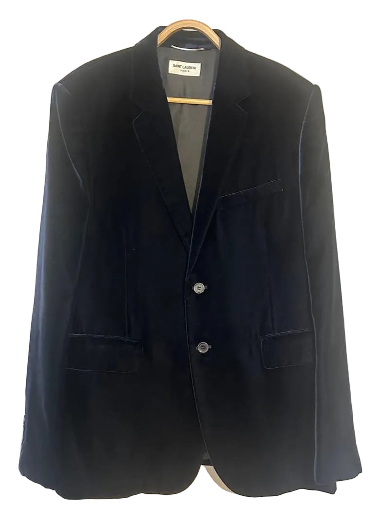 SAINT LAURENT Jacket velvet velour set-up suit Navy Blue 52 L 44 S Men