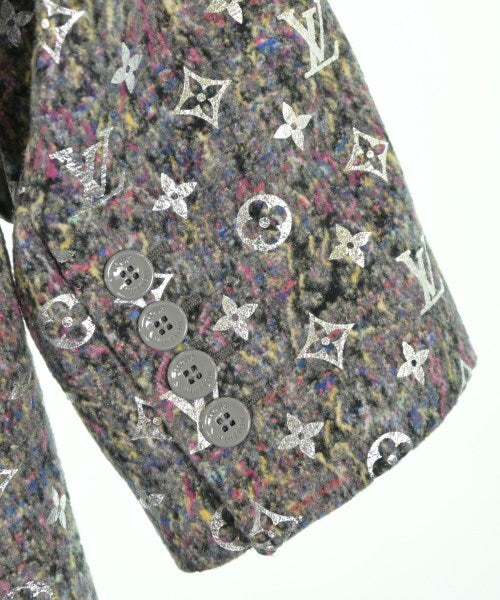LOUIS VUITTON Virgil Abloh Silver Monogram Felt SB Coat Grey Size 48 (L)