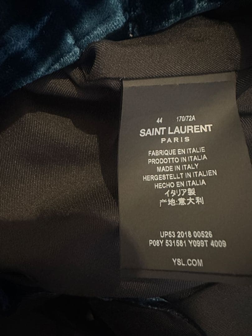 SAINT LAURENT Jacket velvet velour set-up suit Navy Blue 52 L 44 S Men
