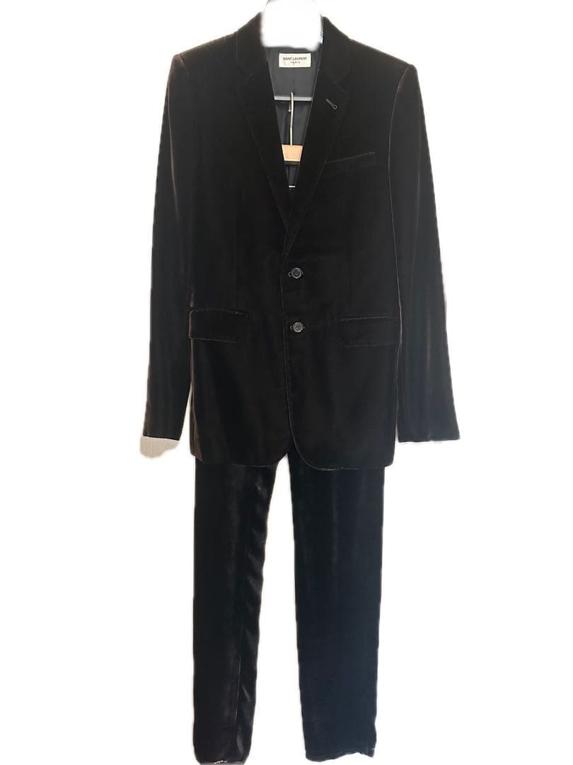 SAINT LAURENT Paris velvet velour set-up suit Brown S Jacket Pants Men