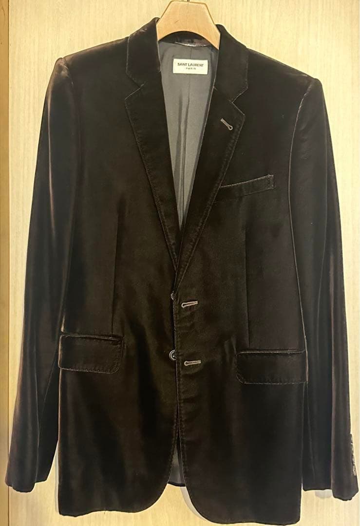 SAINT LAURENT Paris velvet velour set-up suit Brown S Jacket Pants Men