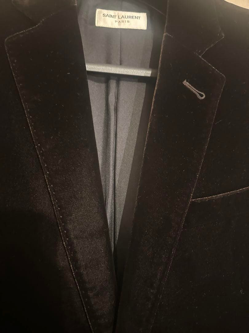 SAINT LAURENT Paris velvet velour set-up suit Brown S Jacket Pants Men