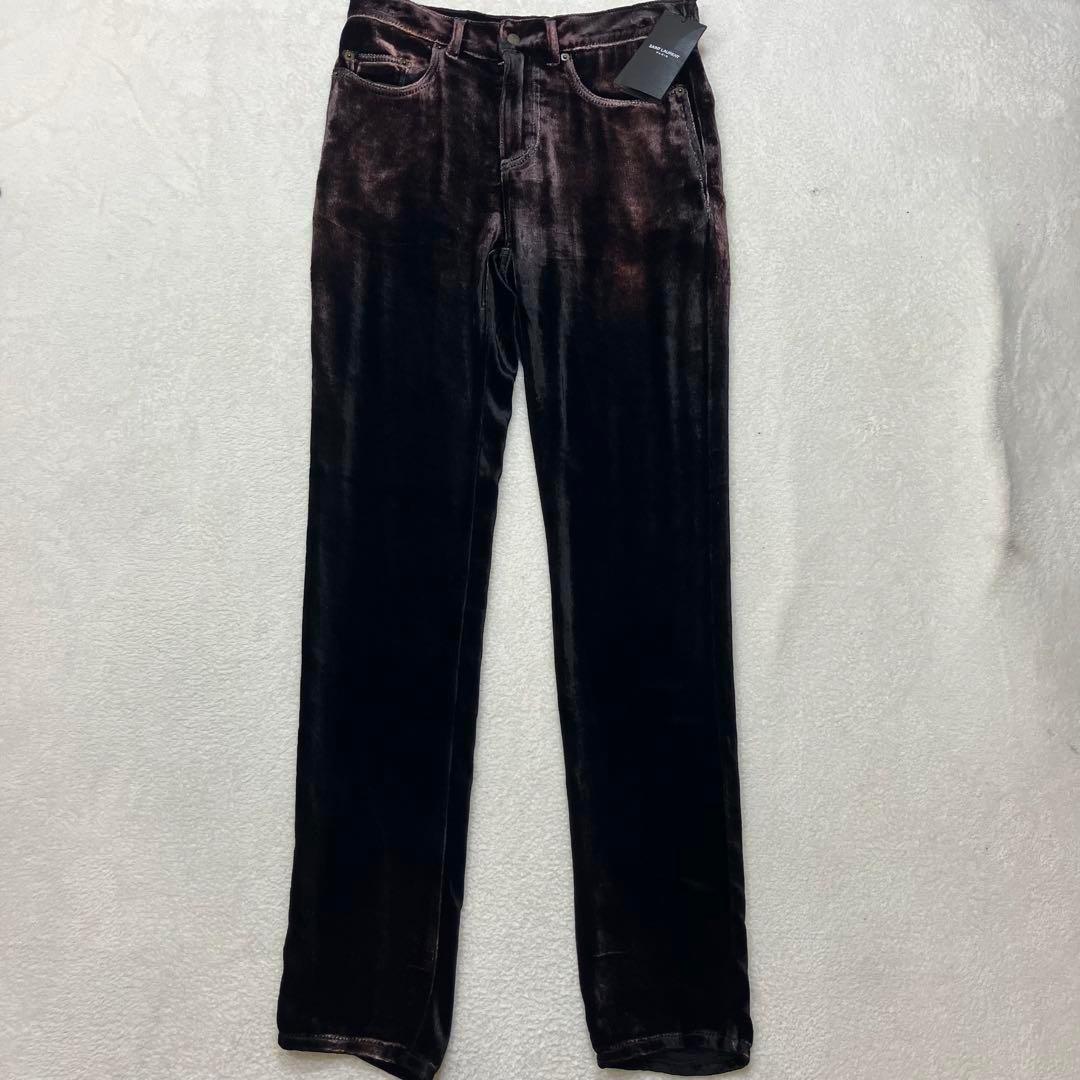 SAINT LAURENT Paris velvet velour set-up suit Brown S Jacket Pants Men