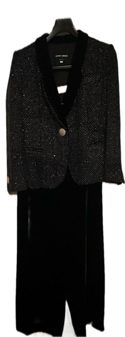 Giorgio Armani Set Up Suit Velvet Velour Rhinestone Jacket Pants Men Woman
