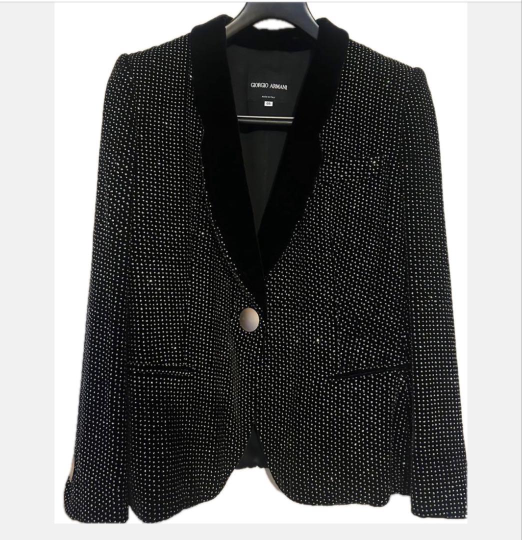 Giorgio Armani Set Up Suit Velvet Velour Rhinestone Jacket Pants Men Woman