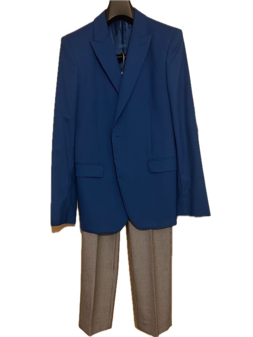 Alexander Mcqueen Suit Setup Unisex Blue Grey Tailored jacket Pants Men Woman