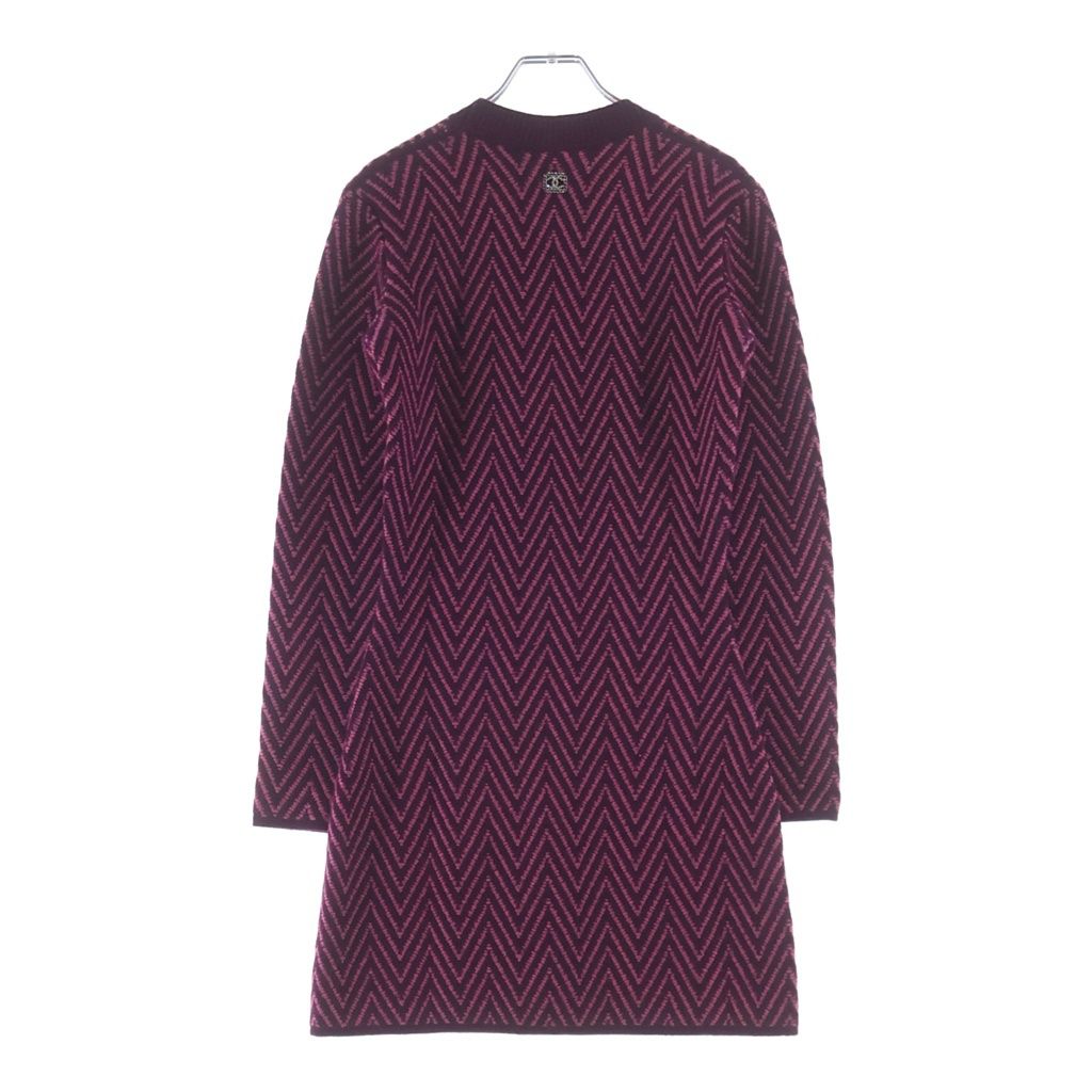CHANEL P71619K10290 Coco Mark Herringbone Long Dress Purple x Pink Size 34