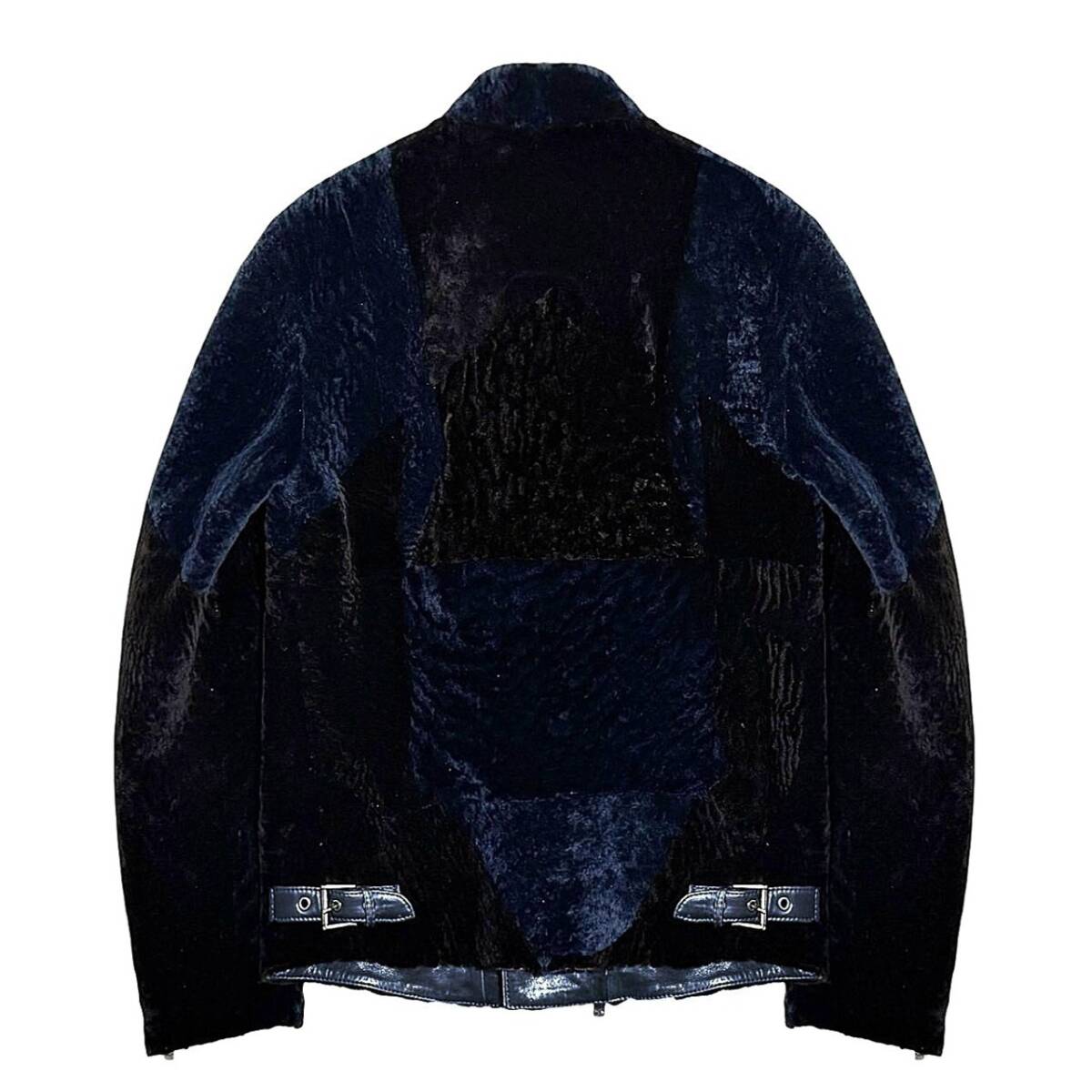 GIORGIO ARMANI Leather  Shearling Panel Moto Jacket Velvet Velour