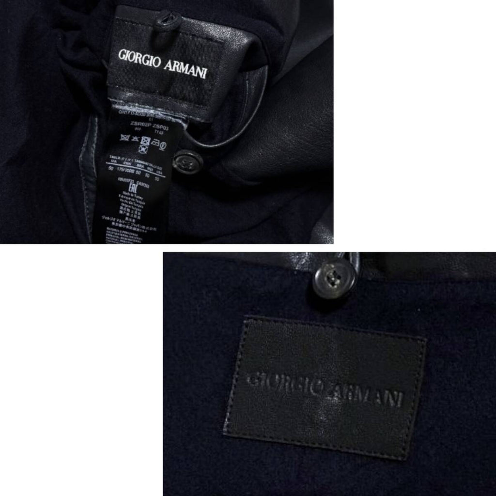 GIORGIO ARMANI Leather  Shearling Panel Moto Jacket Velvet Velour